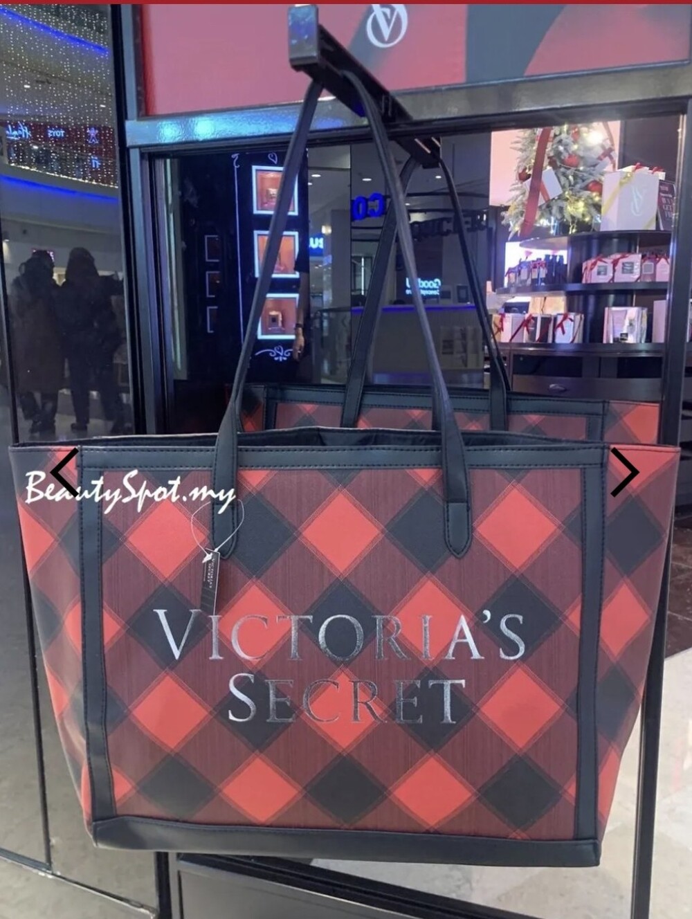 Victoria's Secret Red Buffalo Plaid Tote Bag New With Tags